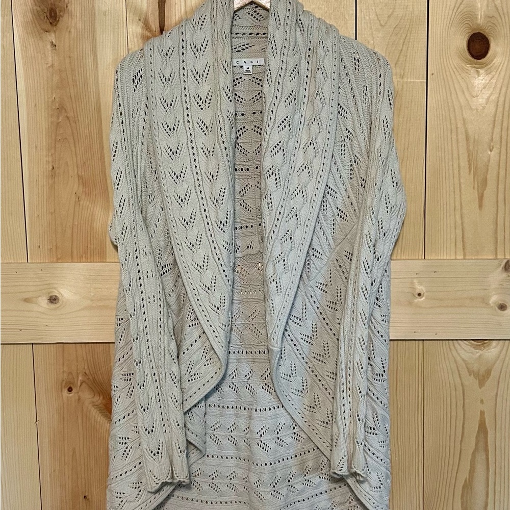 CAbi Cream Open-Front Cardigan